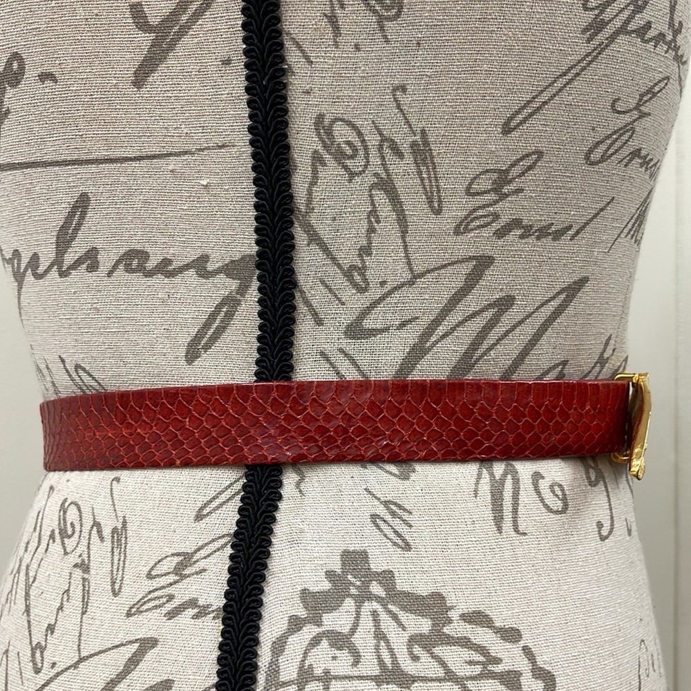 Vintage Red Python Leather Wrap Belt - image 2